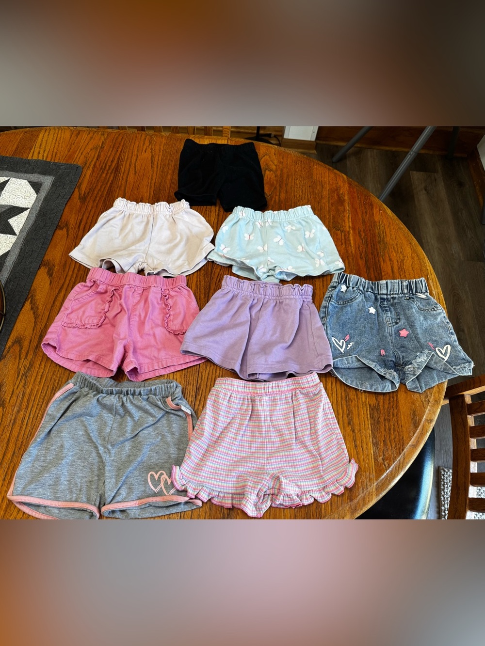 Girls Assorted Shorts Bundle - Pastel Pink, Lilac, Gray, Black, Light Blue
